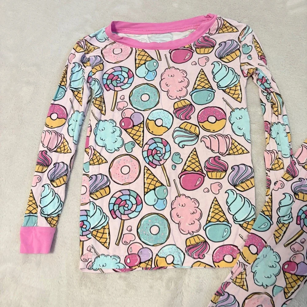 Little Sleepies Sweet Treats Pajama Set Kids Pink size 3T Bamboo Viscose Longe